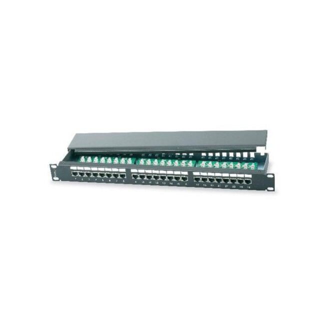 24458S-C5E 24-Port CAT 5e MT-Series Screened Patch Panel, 1 RMU