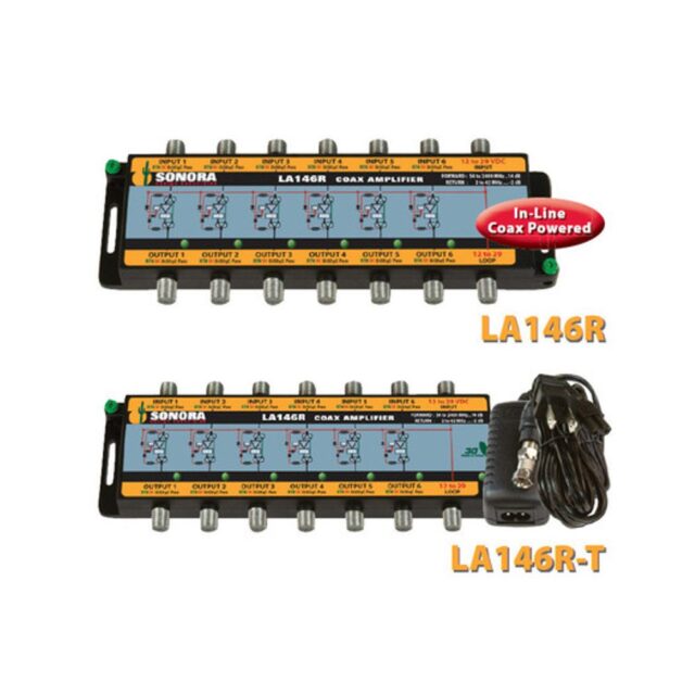LA146R 6 Input DBS ATSC Amplifier Powered by Each RF Output Connector