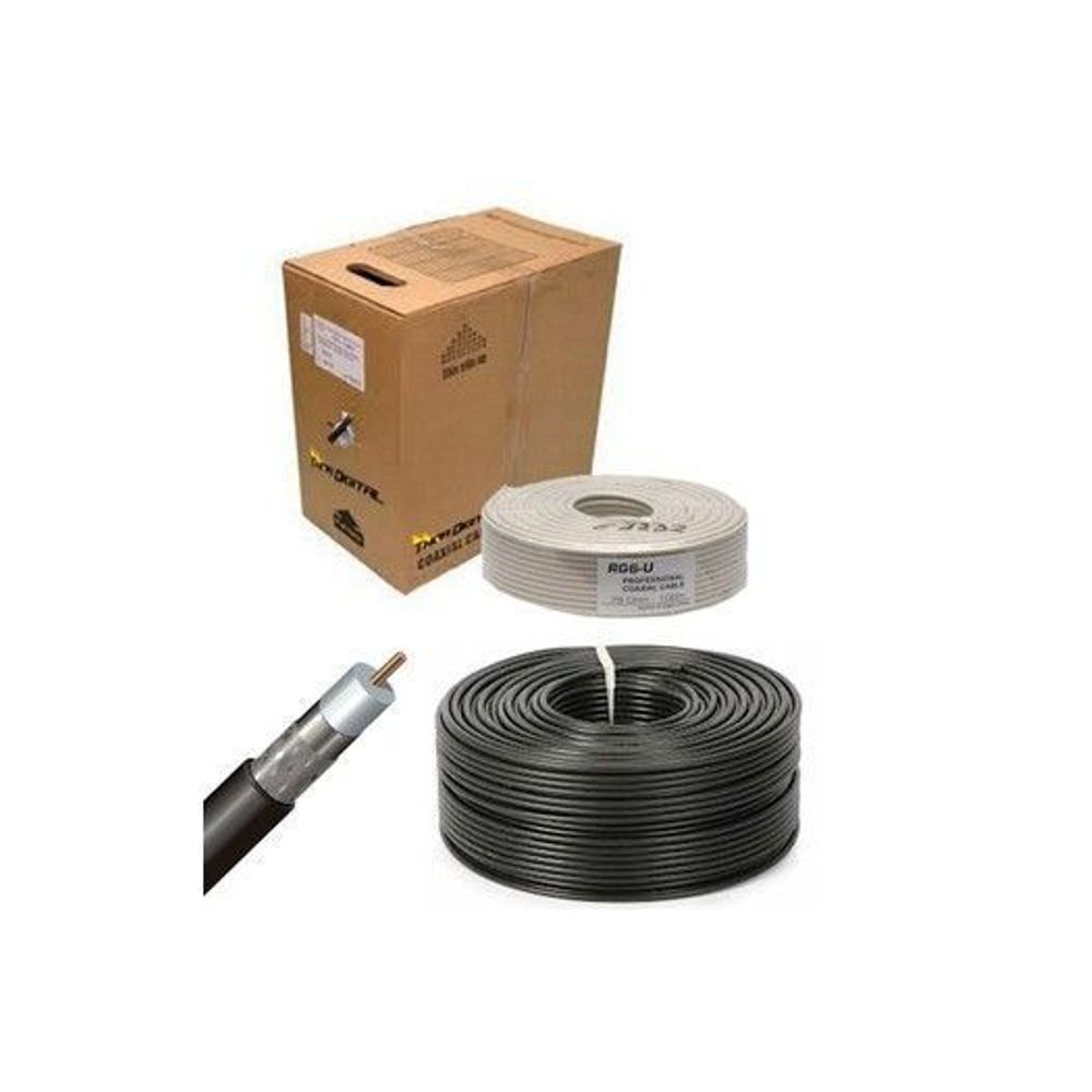 RG6-60RWR-M 3 GHz RG6 Coax Cable, 60% Braid, Riser Rated, White, Wood Reel