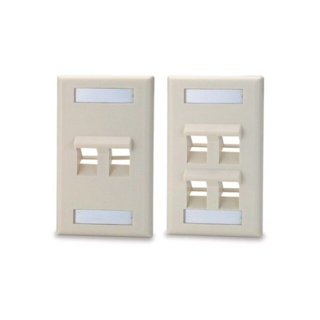 SKFLA-* 2 or 4-Port Single Gang Angled Faceplate, Ivory